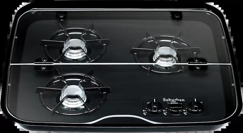 Invision 2990A RV Stove Top Cover, Glass Flush Mount for Suburban SDN3