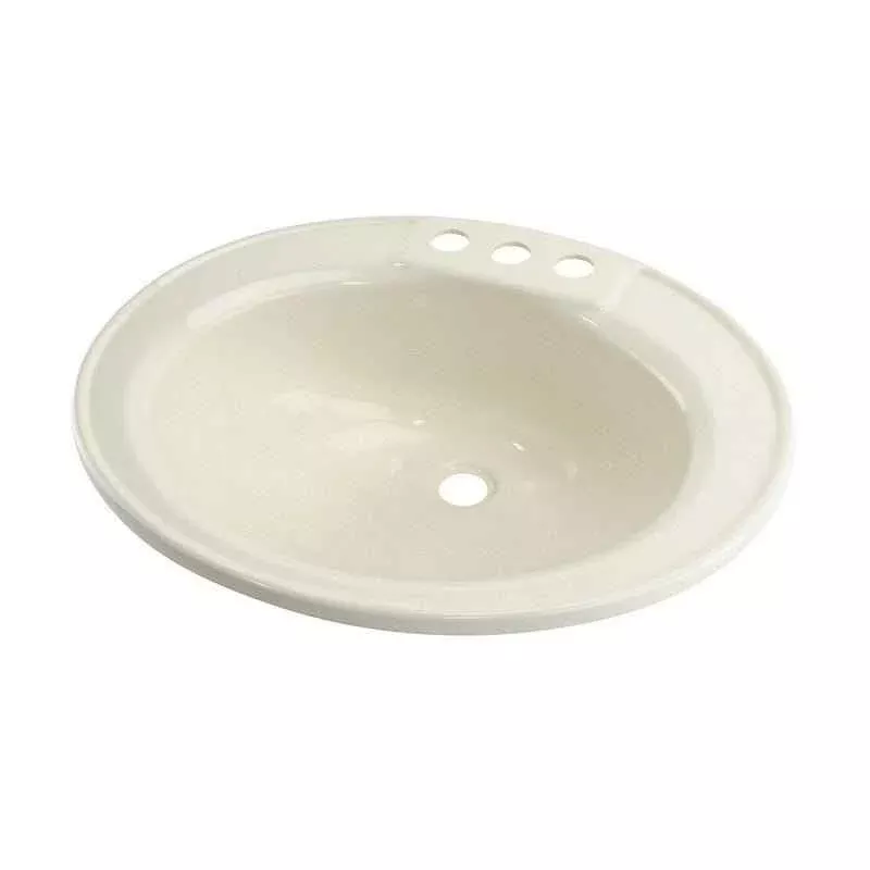 Lippert Components 209358 RV Oval Sink, Drop-In, Parchment, 3-Hole Faucet Mount