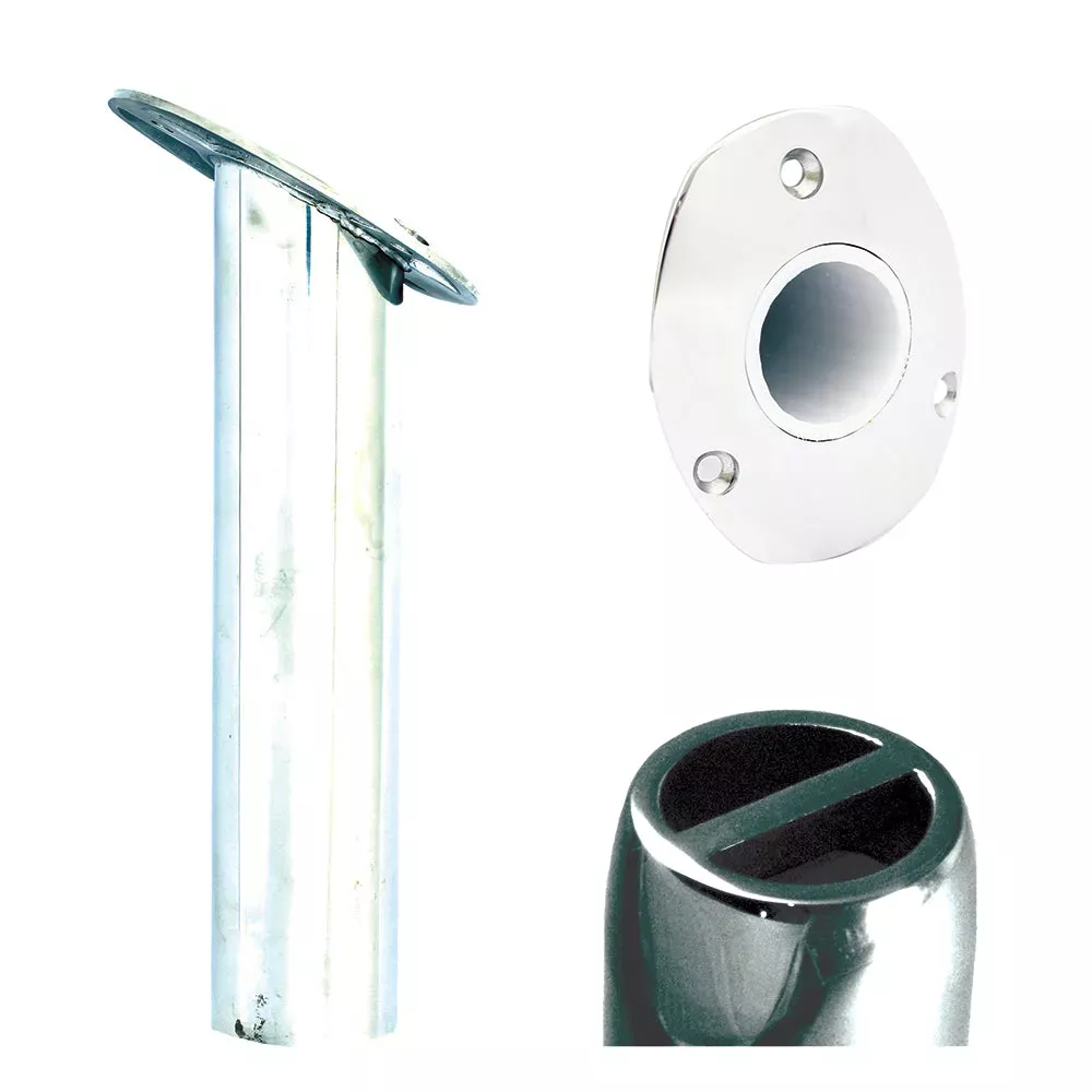 Tigress Oval Head SS Gunnel Mount Rod Holder – 30° – 9 “
